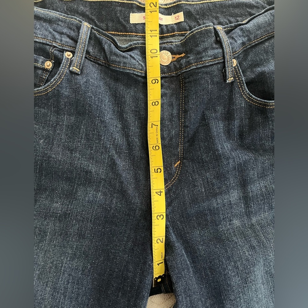 Levi’s 505 Straight Dark Wash Distressed Classic Blue Women's Jeans Size 12 - Picture 15 of 16